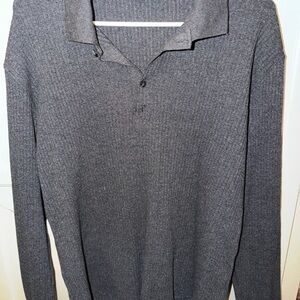 Zara Men's Ribbed Polo Sweater - Charcoal